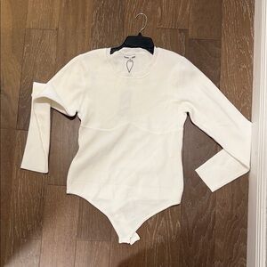 Gianni Bini Cream Crew Neck Bodysuit